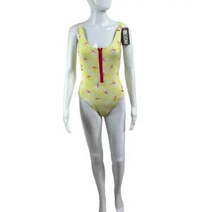 RSVLTS Natural Light Flamingo Womens Med One Piece Suit NWT Beach Pool Vacation